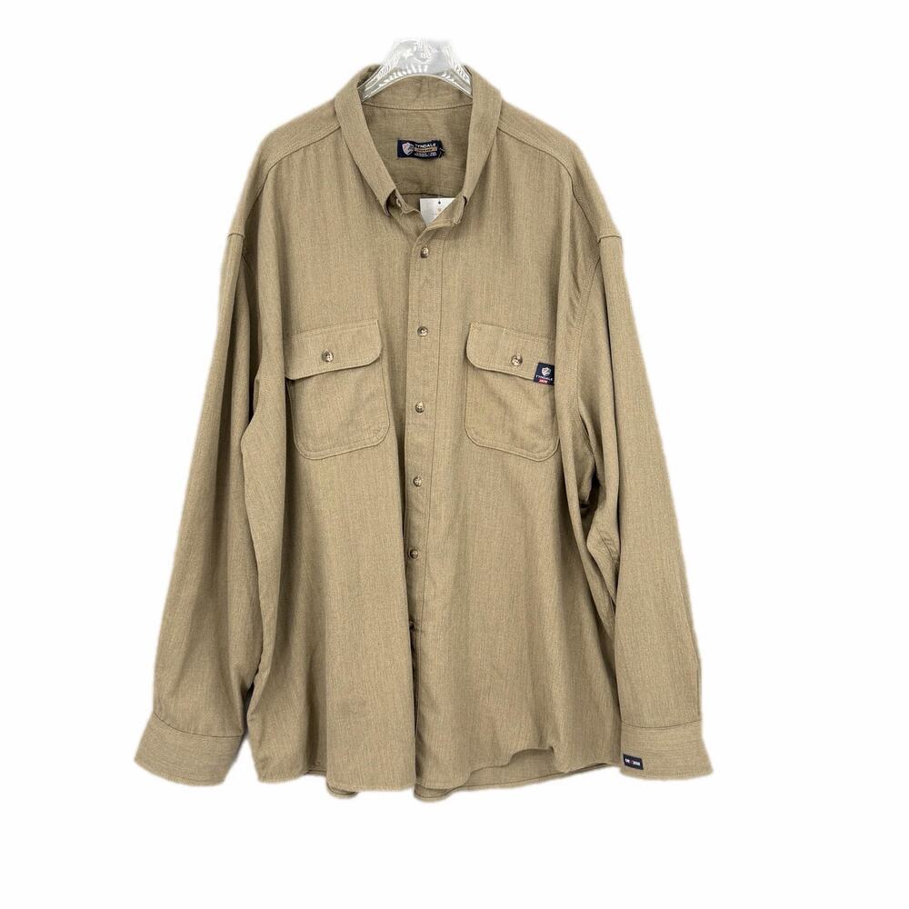 Tyndale Men's 3X Workwear NEW Khaki Light Flame Resistant Button Down Shirt